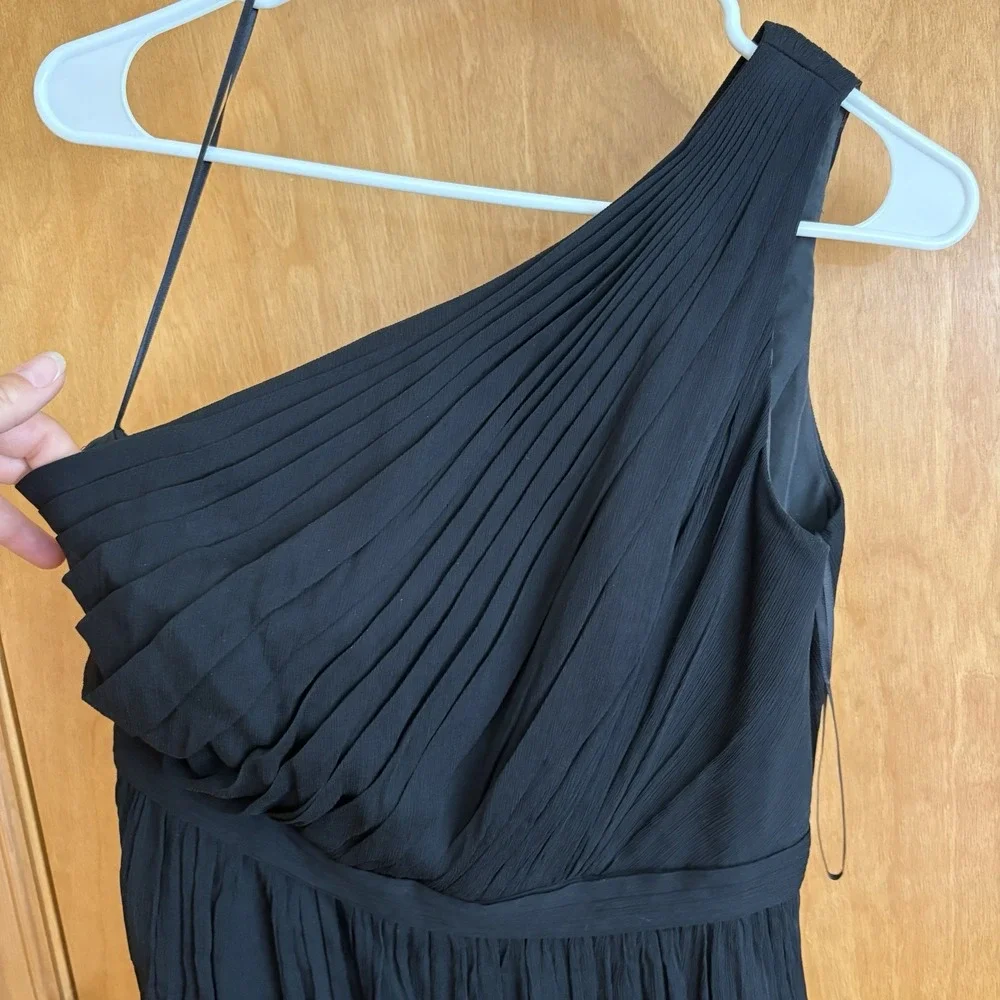J‎ CREW SHORT DRESS SILK CHIFFON FORMAL 4 KYLIE ONE SHOULDER Black #41825